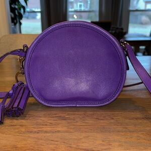 Coach Purple Leather Legacy Canteen Crossbody Bag with Leather Tassel
